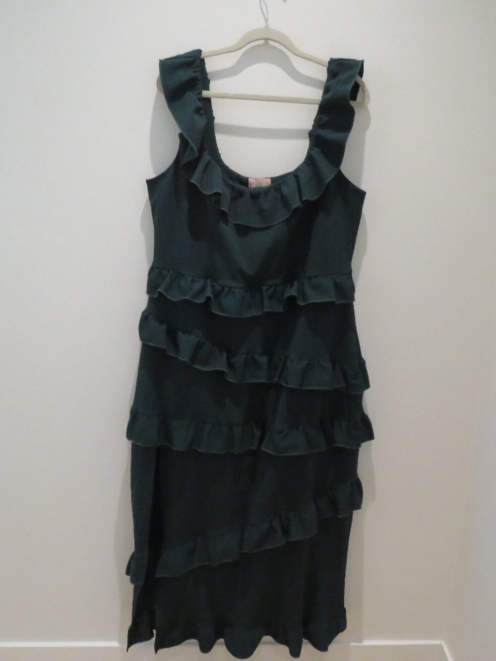 SHOW ME YOUR MUMU Greta Ruffle Midi Dress Emerald Green Sz 1X Wedding Cocktail - Picture 3 of 13
